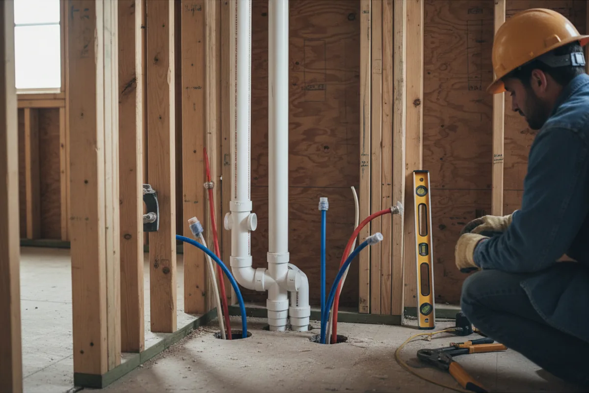 Drain and supply rough-in during Garbage Disposal Repair in New Smyrna Beach